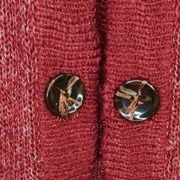 BKE Burgundy Sweater Chunky Buttons Size Small - Picture 4 of 6